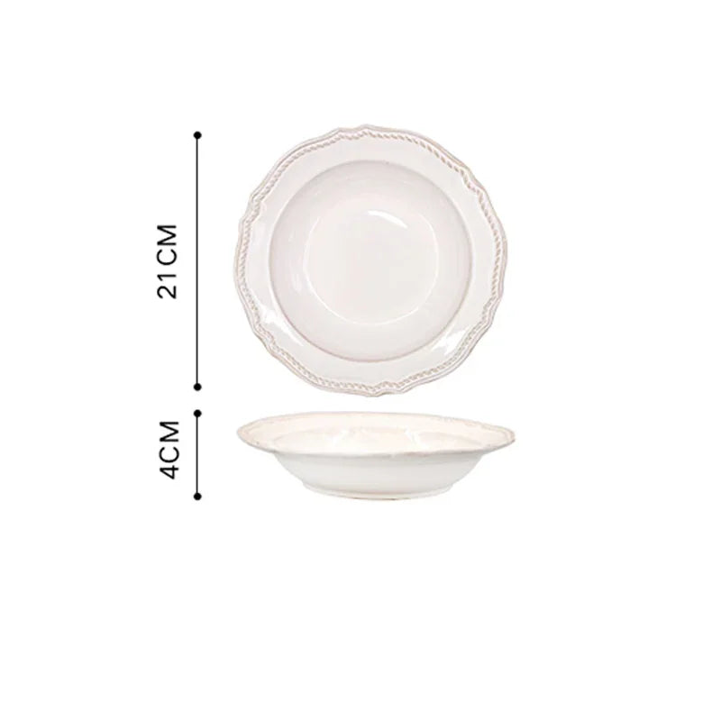 White Nordic Vintage Ceramic Dinner Plate, Bowl & Cup Set - 9 Sizes Lilly & Lula