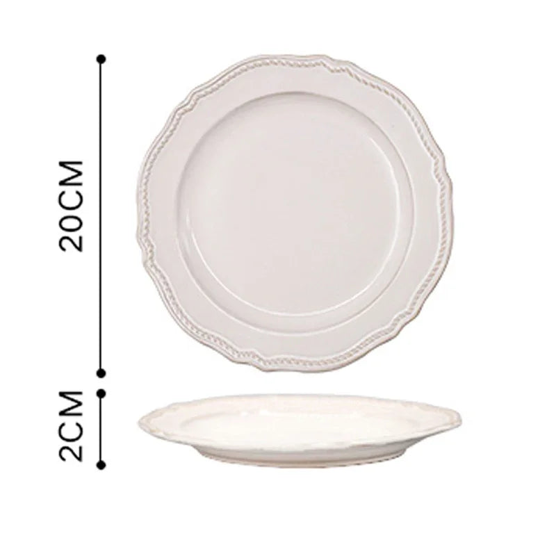 White Nordic Vintage Ceramic Dinner Plate, Bowl & Cup Set - 9 Sizes Lilly & Lula