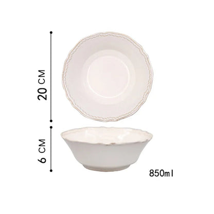 White Nordic Vintage Ceramic Dinner Plate, Bowl & Cup Set - 9 Sizes Lilly & Lula