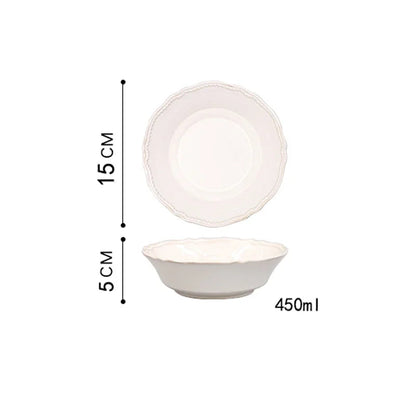 White Nordic Vintage Ceramic Dinner Plate, Bowl & Cup Set - 9 Sizes Lilly & Lula
