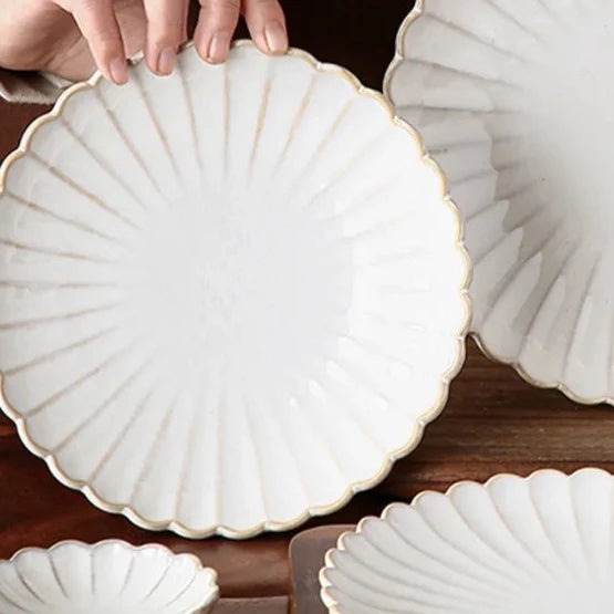 White Scalloped Ceramic Tableware Plates & Bowls - 6 Sizes & Sets Lilly & Lula