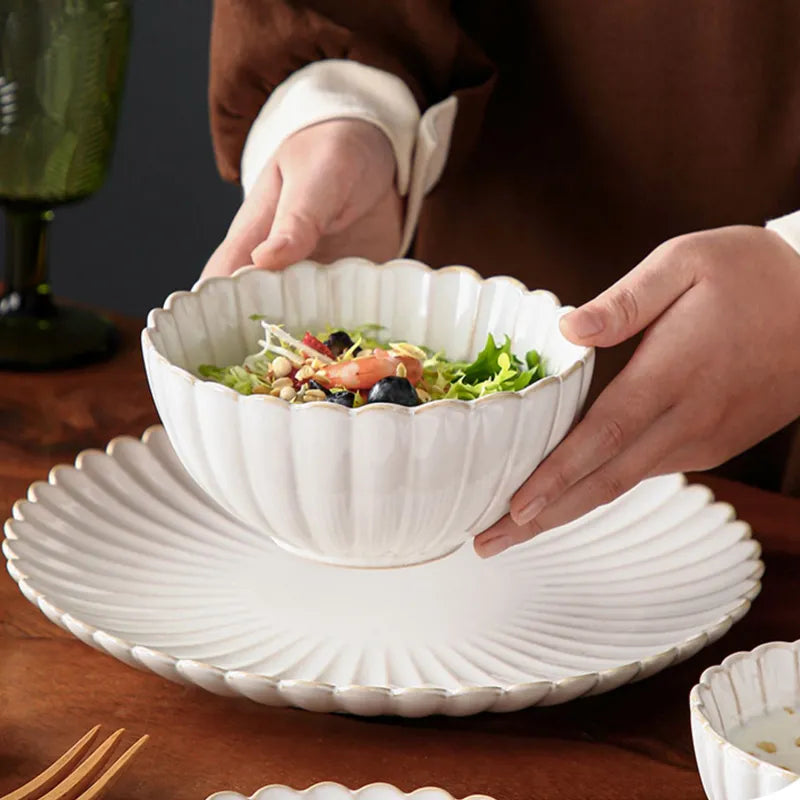 White Scalloped Ceramic Tableware Plates & Bowls - 6 Sizes & Sets Lilly & Lula