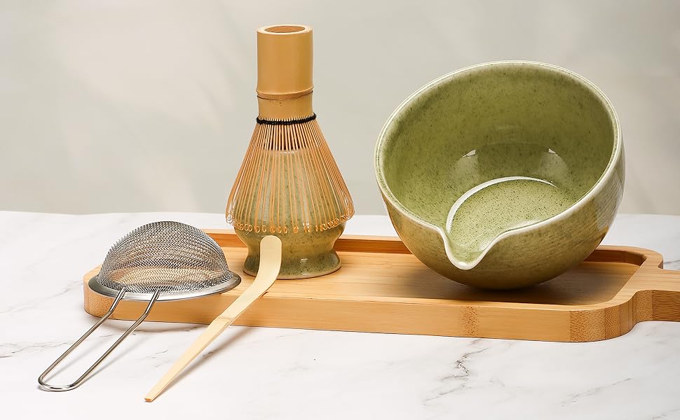 5-Piece Set Handmade Japanese Matcha Ceremony Gift Set - Sage, Green, White & Black Lilly & Lula