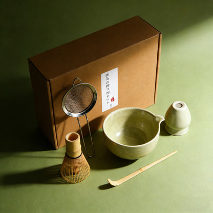 5-Piece Set Handmade Japanese Matcha Ceremony Gift Set - Sage, Green, White & Black Lilly & Lula