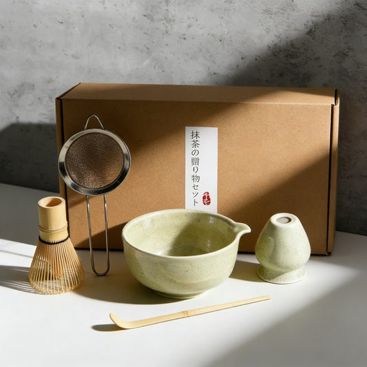 5-Piece Set Handmade Japanese Matcha Ceremony Gift Set - Sage, Green, White & Black Matcha Green Lilly & Lula