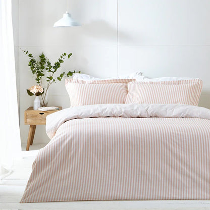 100% Cotton Reversible Stripe Duvet Cover Set - 4 Colours