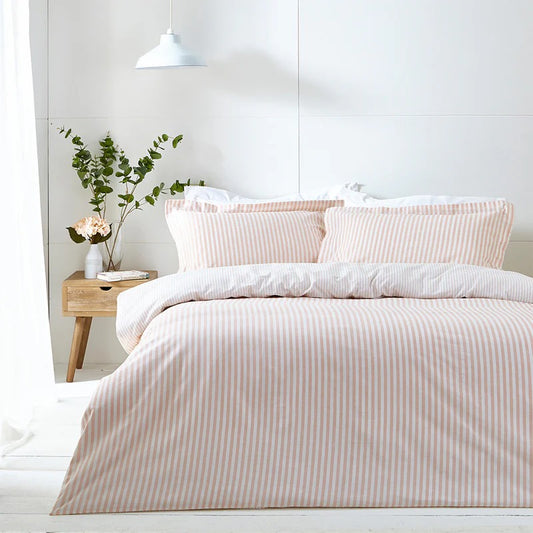100% Cotton Reversible Stripe Duvet Cover Set - 4 Colours