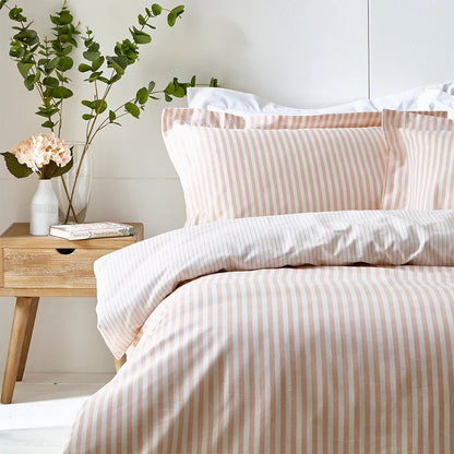100% Cotton Reversible Stripe Duvet Cover Set - 4 Colours