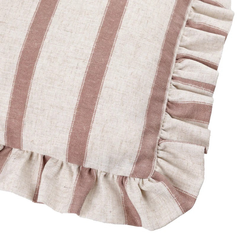 Connie Striped Ruffle Frill Square Cushion Cover - 4 Colours