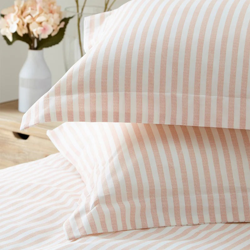 100% Cotton Reversible Stripe Duvet Cover Set - 4 Colours