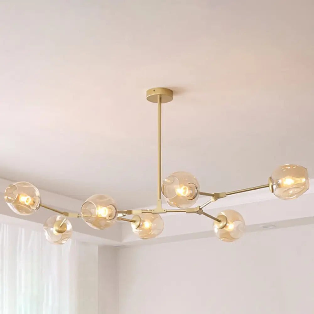 Modern Heritage Clear Glass Ball Semi-Flush Adjustable Bar Chandelier Pendant - Gold & Black