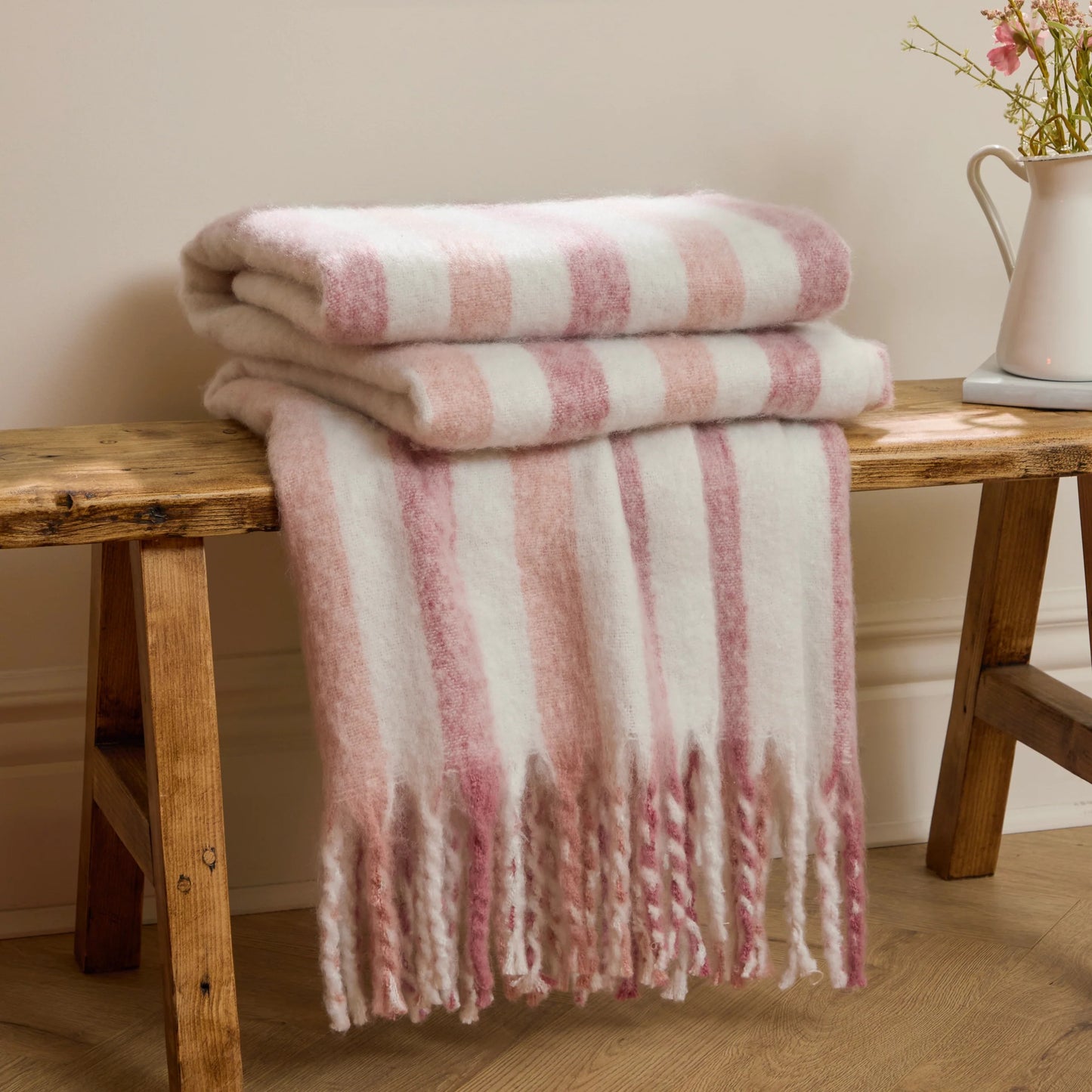 Beechwood Woven Stripe Cotton Throw 140x180cm- 4 Colours
