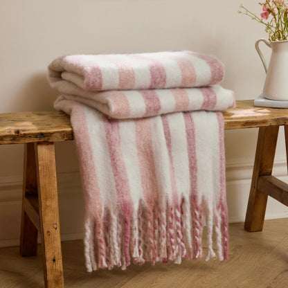 Beechwood Woven Stripe Cotton Throw 140x180cm- 4 Colours