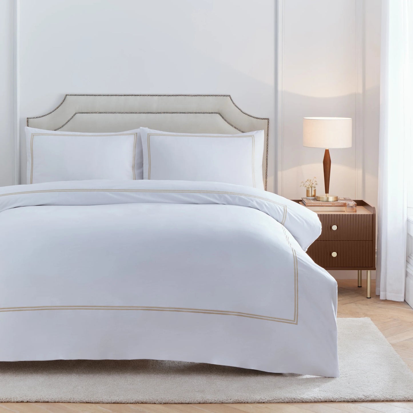 Embroidered 100% Cotton 200 Thread Count Duvet Cover Sets - 3 Colours