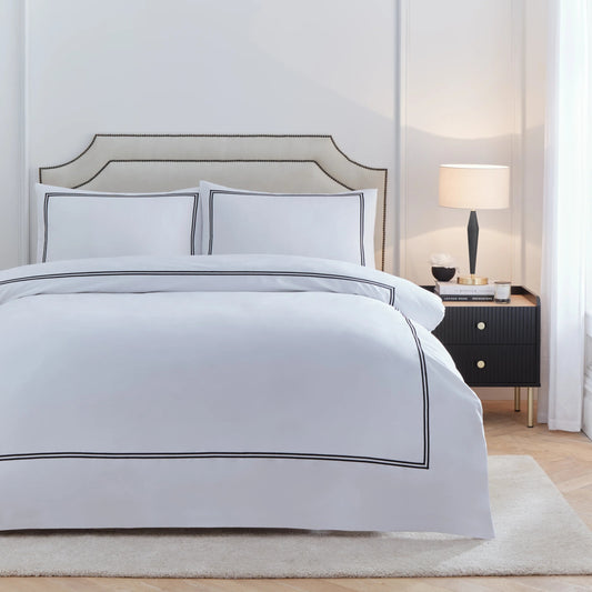 Embroidered 100% Cotton 200 Thread Count Duvet Cover Sets - 3 Colours