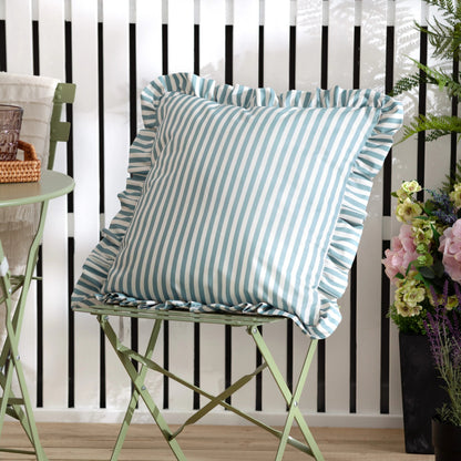 Millie Ruffle Striped Outdoor Water Resistant Cushion - 3 Colours