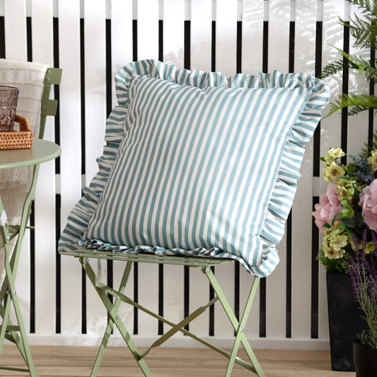 Millie Ruffle Striped Outdoor Water Resistant Cushion - 3 Colours