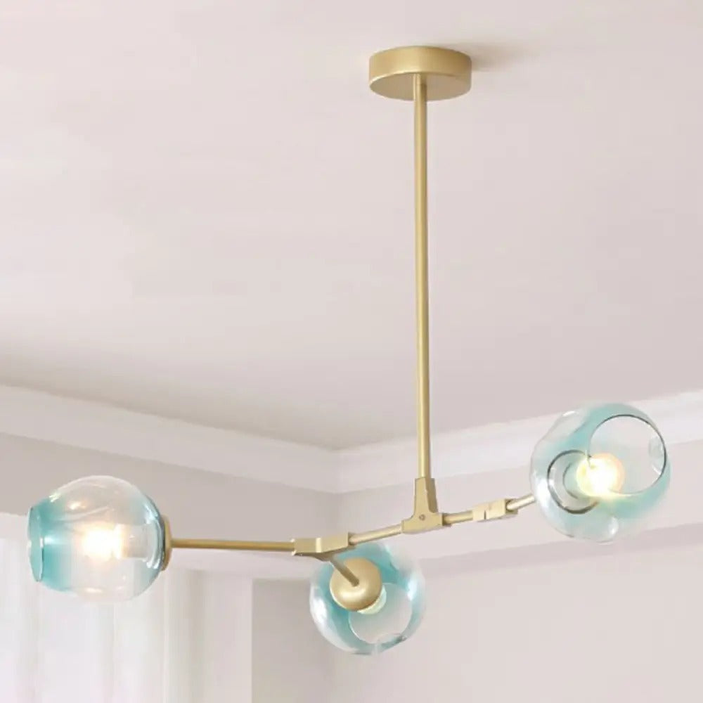 Modern Heritage Clear Glass Ball Semi-Flush Adjustable Bar Chandelier Pendant - Gold & Black