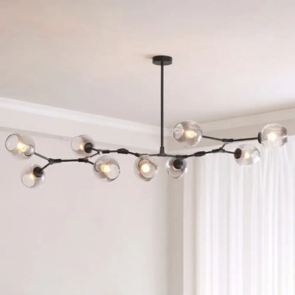 Modern Heritage Clear Glass Ball Semi-Flush Adjustable Bar Chandelier Pendant - Gold & Black