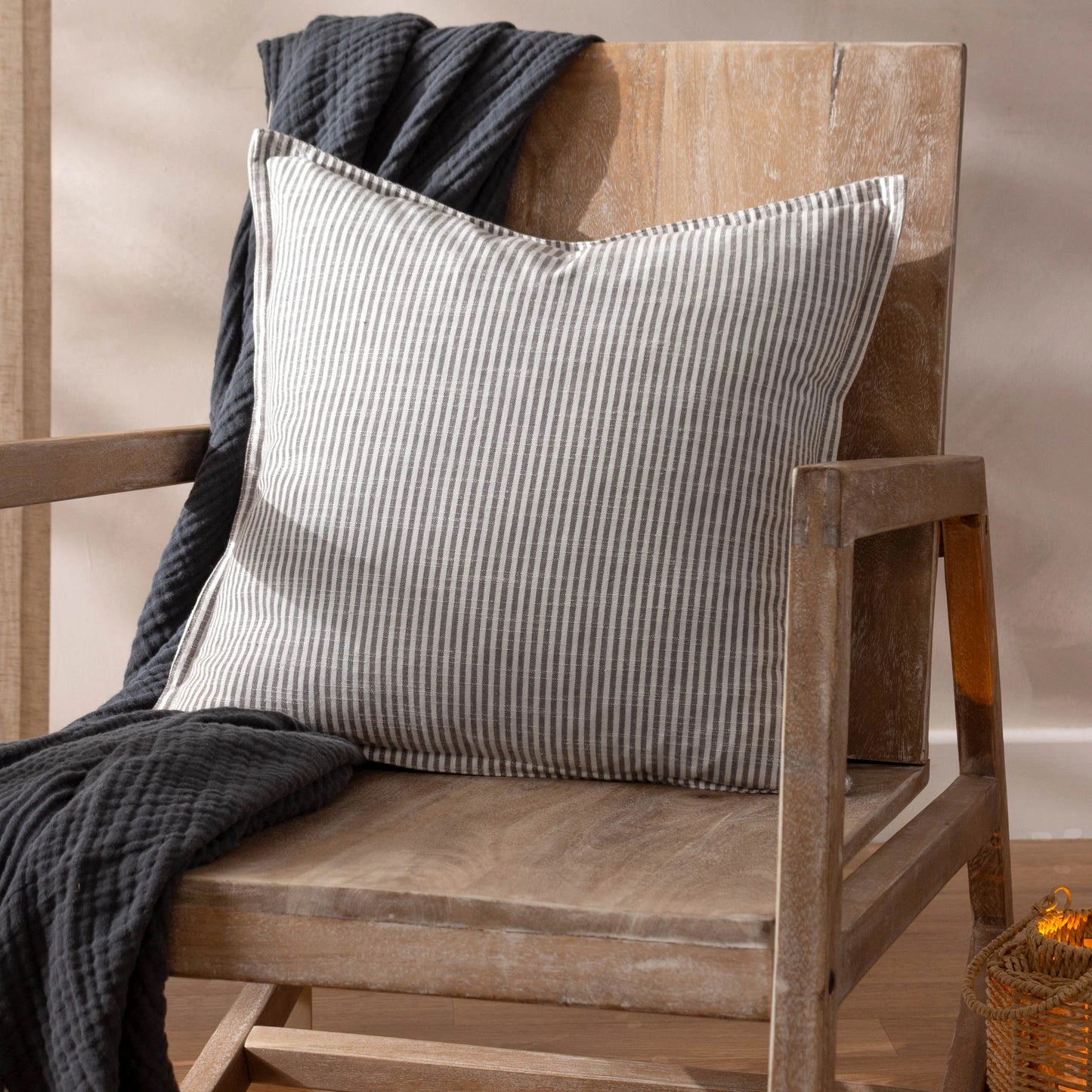 Truro Striped 100% Cotton Cushion Skyline - 3 Colours