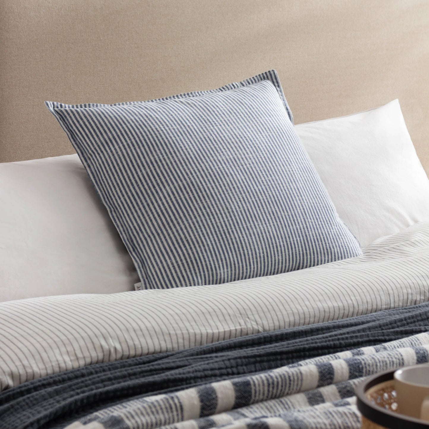 Truro Striped 100% Cotton Cushion Skyline - 3 Colours