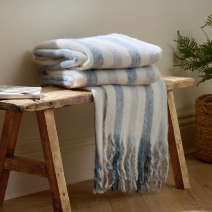 Beechwood Woven Stripe Cotton Throw 140x180cm- 4 Colours