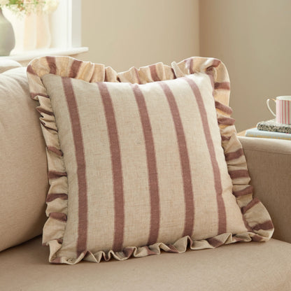 Connie Striped Ruffle Frill Square Cushion Cover - 4 Colours