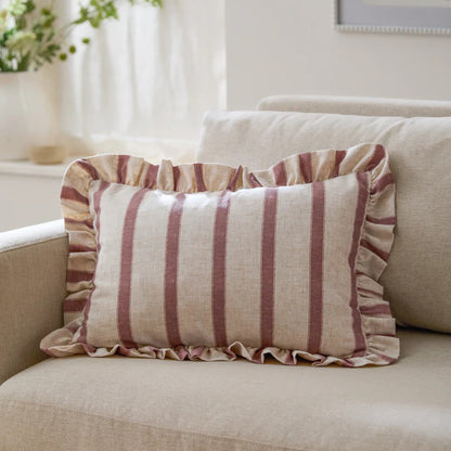 Connie Striped Ruffle Frill Square Cushion Cover - 4 Colours