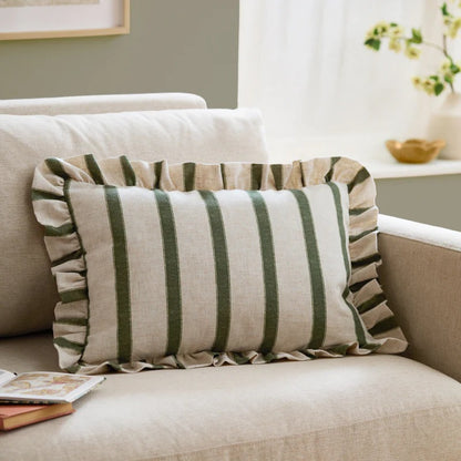 Connie Striped Ruffle Frill Square Cushion Cover - 4 Colours