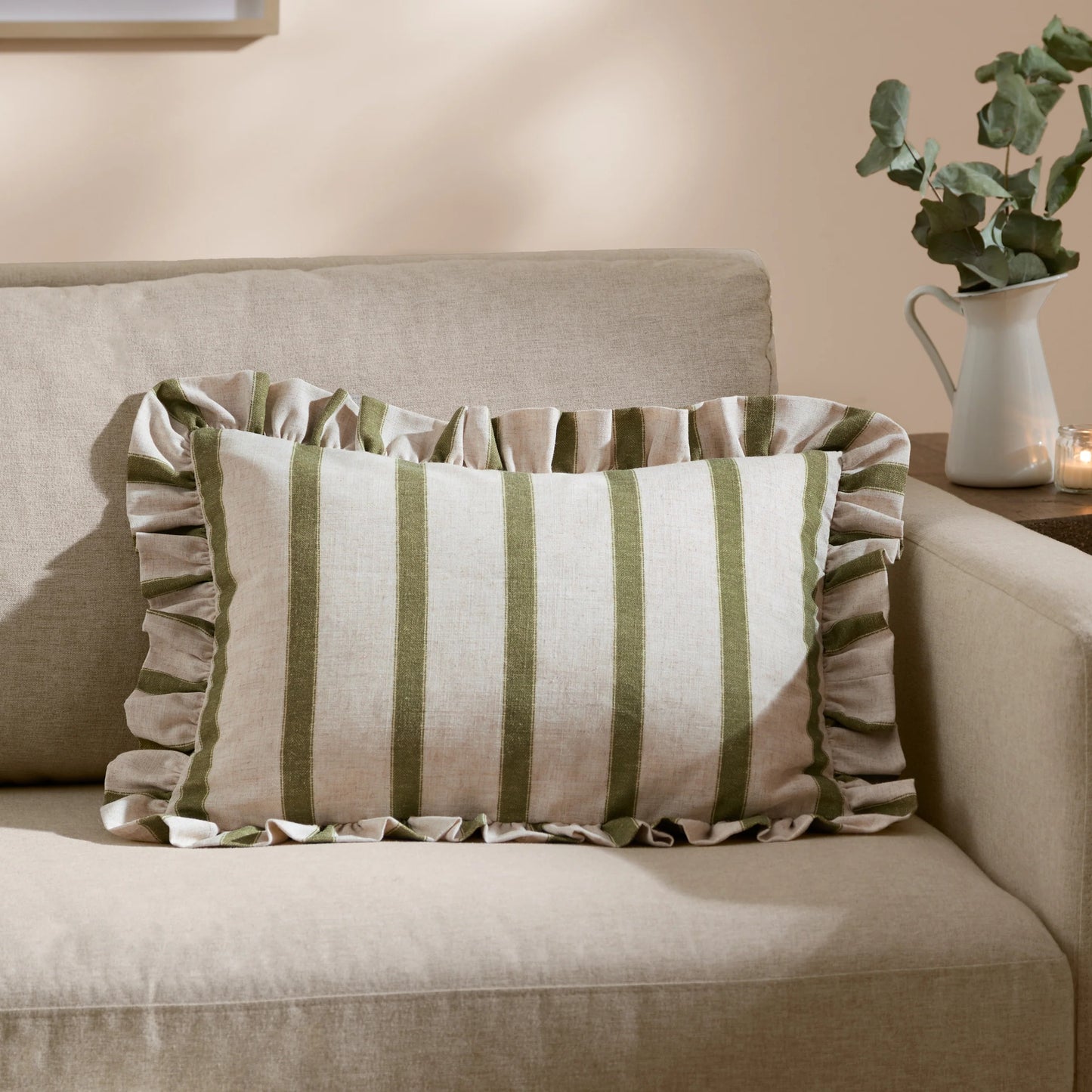 Connie Striped Ruffle Frill Square Cushion Cover - 4 Colours