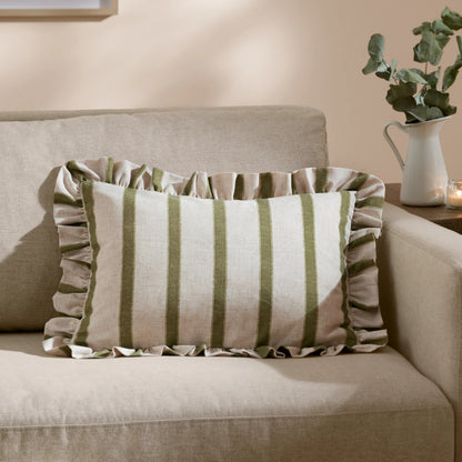 Connie Striped Ruffle Frill Square Cushion Cover - 4 Colours