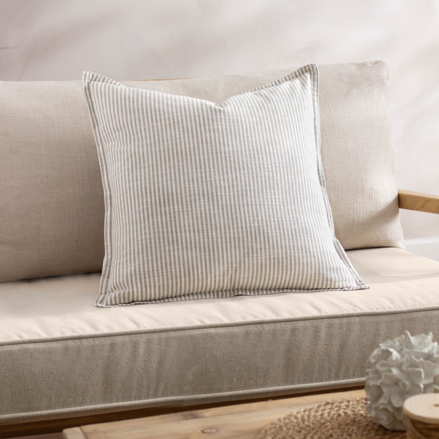 Truro Striped 100% Cotton Cushion Skyline - 3 Colours
