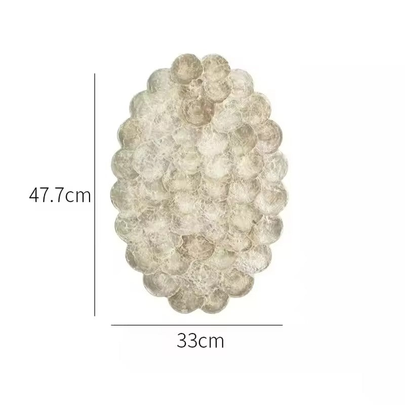 Large Oval Natural Decorative Luxury Shell Tray - Pearl White & Beige