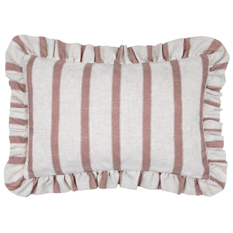 Connie Striped Ruffle Frill Square Cushion Cover - 4 Colours