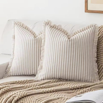 Decorative Nordic Striped Jacquard Cotton Cushion Covers - 6 Colours