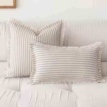 Decorative Nordic Striped Jacquard Cotton Cushion Covers - 6 Colours
