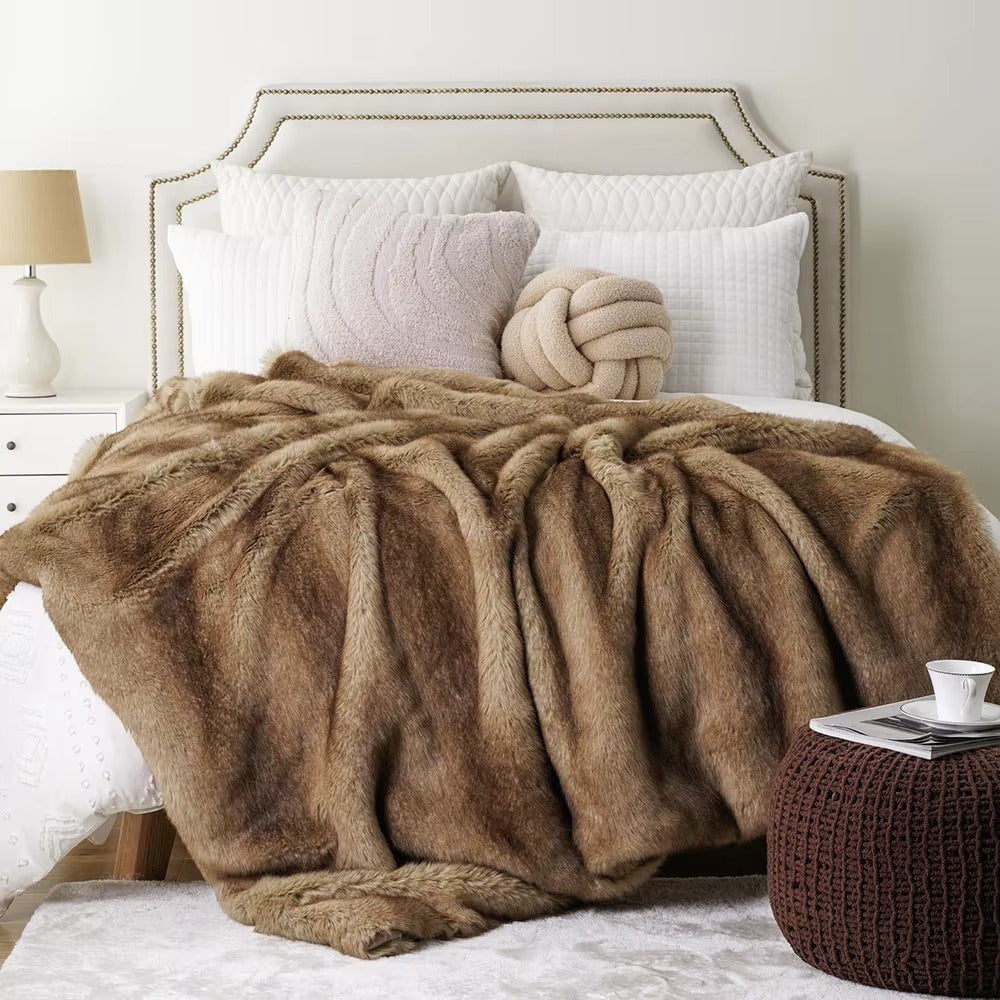 Heavy-Weight Luxury Faux Fur Throw - 3 Colours Camel Lilly & Lula
