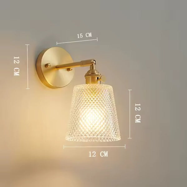 Traditional Frosted LED Nordic Glass Brass Wall Light - Tapered & Flush