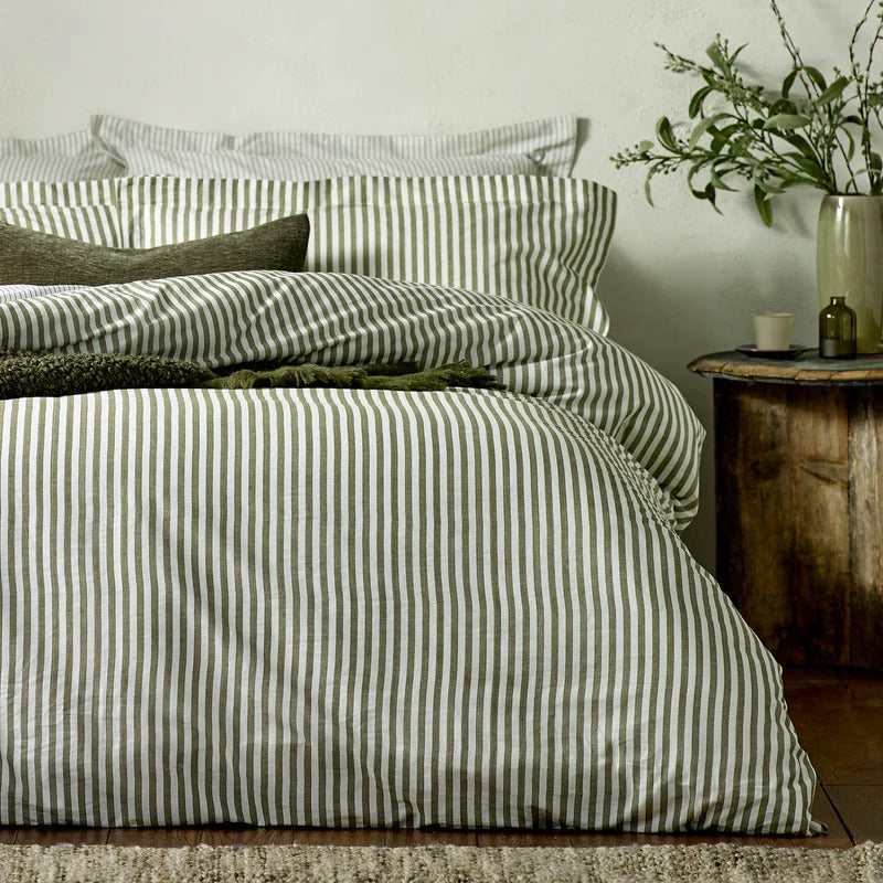 100% Cotton Reversible Stripe Duvet Cover Set - 4 Colours