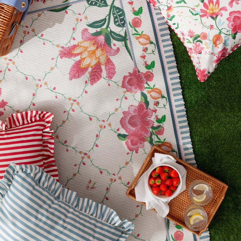 Millie Ruffle Striped Outdoor Water Resistant Cushion - 3 Colours