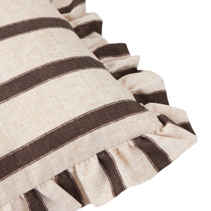 Connie Striped Ruffle Frill Square Cushion Cover - 4 Colours