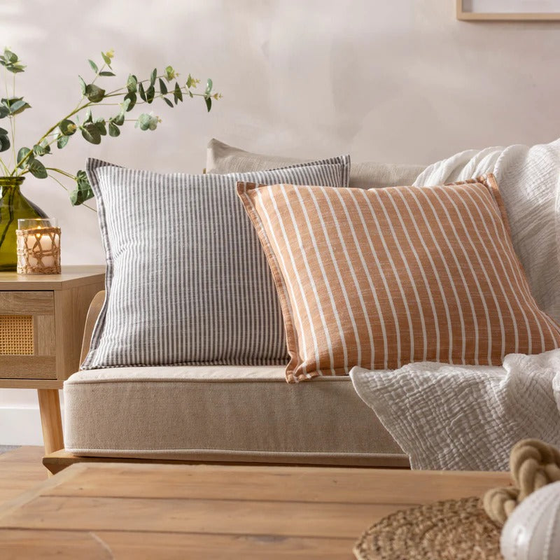 Truro Striped 100% Cotton Cushion Skyline - 3 Colours