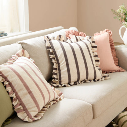 Connie Striped Ruffle Frill Square Cushion Cover - 4 Colours