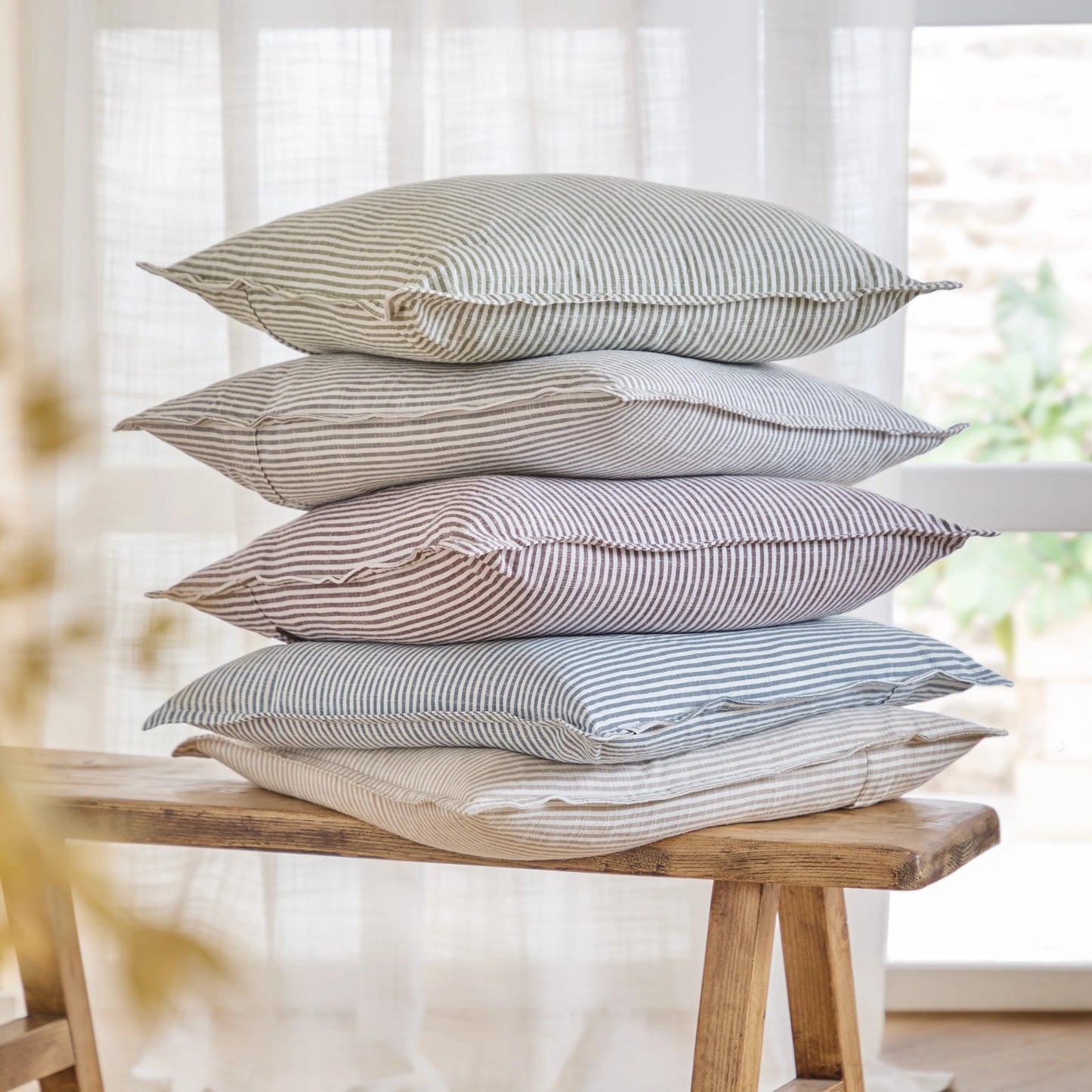 Truro Striped 100% Cotton Cushion Skyline - 3 Colours