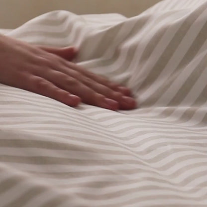 100% Cotton Reversible Stripe Duvet Cover Set - 4 Colours