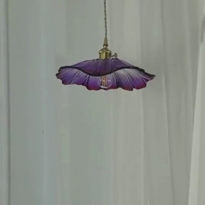 Modern Hibiscus Flower Inspired Glass Hanging Ceiling Pendant - Purple