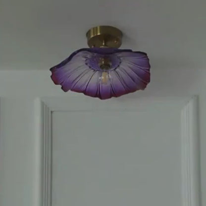 Modern Hibiscus Flower Inspired Glass Hanging Ceiling Pendant - Purple