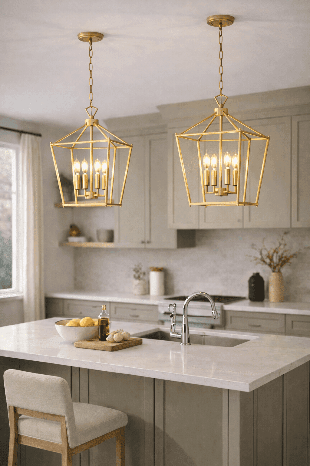 Farmhouse Industrial Hanging Pendant Light - Black, Gold & Silver Gold - 4 Heads Lilly & Lula